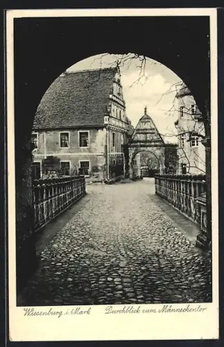 AK Wiesenburg i. Mark, Durchblick zum Männechentor