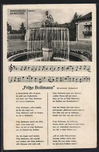 AK Brandenburg /Havel, Brunnen, Liedtext und Musiknoten Fritze Bollmann