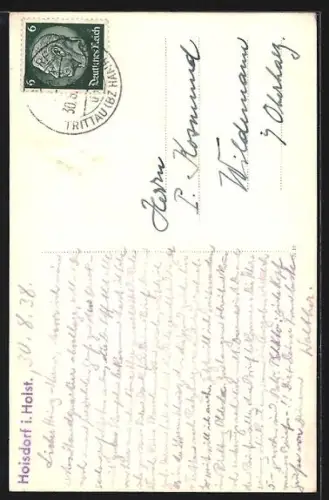 AK Hoisdorf i. Holst., Partie im Ort, Blick zum Teich