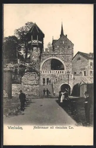 AK Wiesbaden, Heidenmauer mit römischem Tor