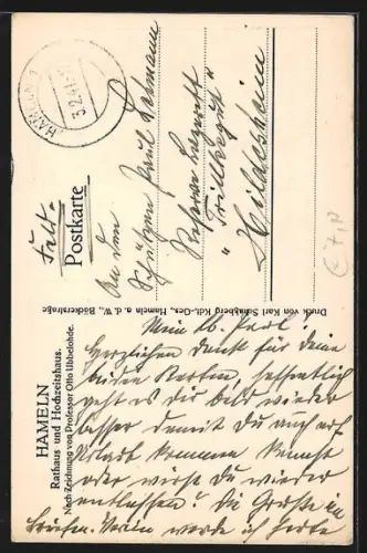 Künstler-AK Hameln, Rathaus und Hochzeitshaus