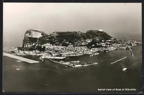 AK Gibraltar, Aerial view of Rock, Fliegeraufnahme
