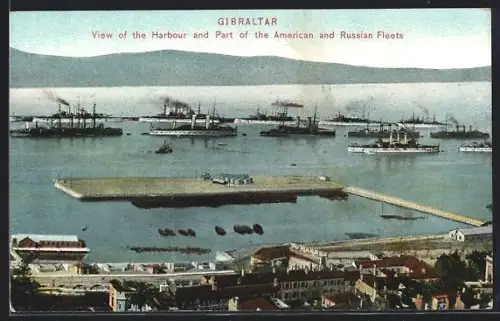 AK Gibraltar, View of the Harbour with the British, American and Russian Fleets