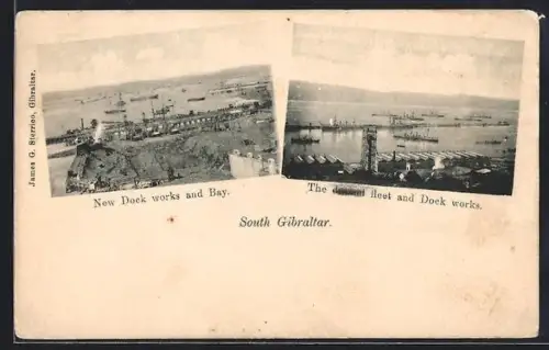 AK Gibraltar, South, New Docks works and Bay, Channel fleet and Dock works