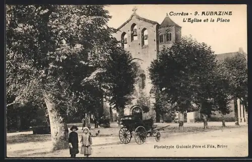 AK Aubazine /Corrèze, L`Église et la Place