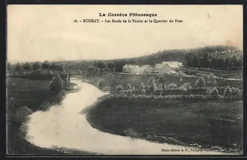 AK Bugeat, Les Bords de la Vézère et le Quartier du Pont