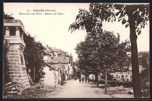 AK Uzerche /Corrèze, Monument aux Morts, Avenue de Tayac