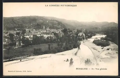 AK Beaulieu, Vue générale de la ville et de la rivière dans la Corrèze pittoresque