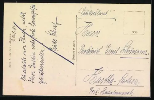 AK Abbazia, Un gruppo di palme, Ein Gruppe Palmen vorm Wasser