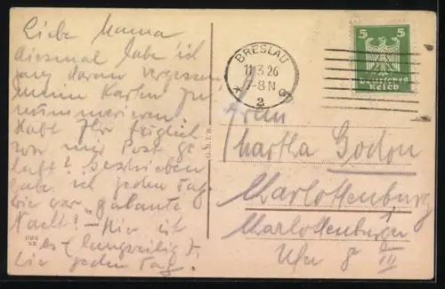 AK Breslau, Pergola mit Durchblick a. d. Jahrhunderthalle