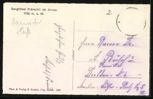 AK Arosa, Berghotel Prätschli