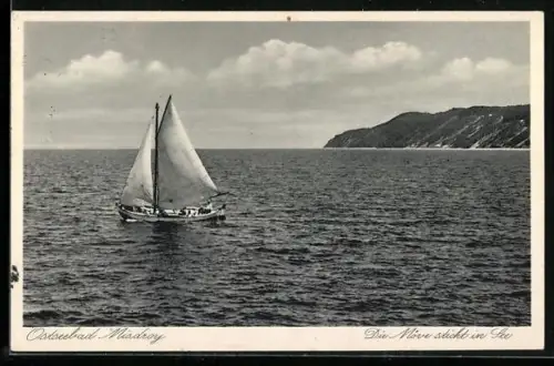 AK Misdroy, Ostseebad, Die Möwe sticht in See