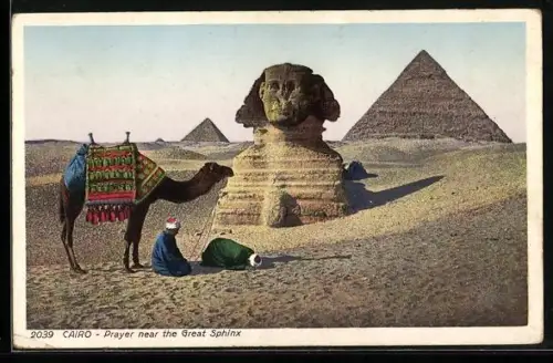AK Cairo, Sphinx, pyramids and camel