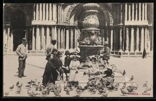 AK Venedig, Markusplatz mit Tauben