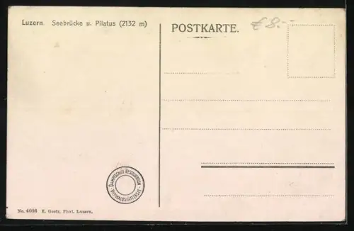 AK Luzern, Seebrücke und Pilatus