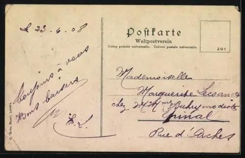 AK Basel, Bundesbahnhof mit Strassenbahn aus der Vogelschau