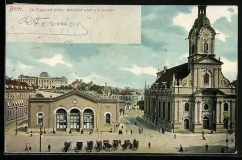 AK Bern, Heiliggeistkirche, Bahnhof und Universität