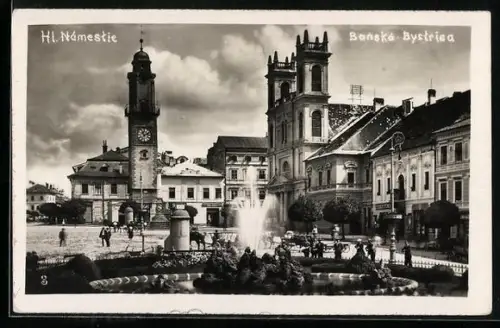 AK Banská Bystrica, Hl. Námestie, Kathedrale St. Franz Xaver, Pferdegespann