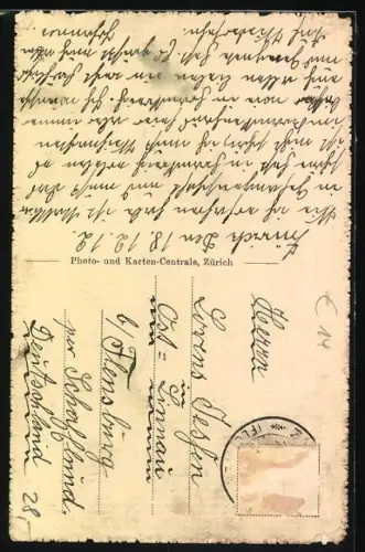 AK Mutter mit ihren drei Kindern zu Weihnachten, der Sohn auf einem Schaukelpferd