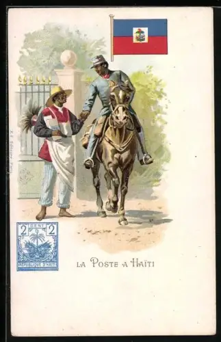 Künstler-AK La Poste a Haiti, Haitianischer Postbote