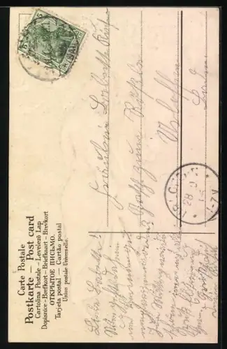 AK Vergissmeinnicht, Liebespaar mit einem Blumenstrauss