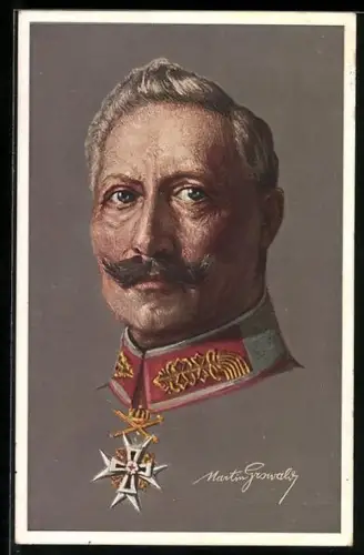 Künstler-AK Kaiser Wilhelm II. mit Orden und Kragenspiegel