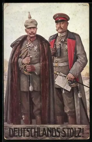AK Deutschlands Stolz, Generalfeldmarschall Paul von Hindenburg, Kaiser Wilhelm II.