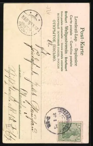 AK Blumenbild, Windmühlen verziert mit Vergissmeinnicht