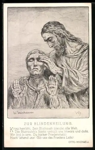 Künstler-AK Gedicht Zur Blindenheilung von Otto Michaeli