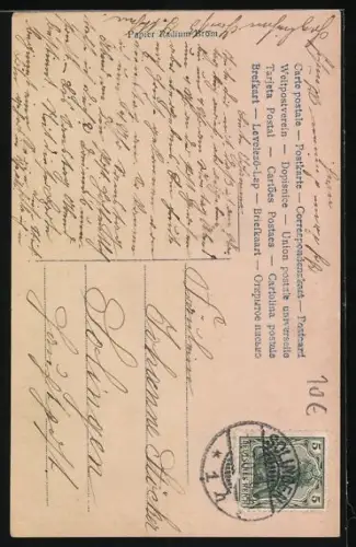 AK Preciosa, junge Waise in Tracht hält ihre Geige in den Händen