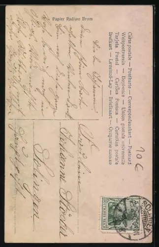 AK Preciosa, Bettlerin in Tracht mit einer Geige