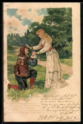 Lithographie Waldfest - Margareta flocht im Scherz..., Trompeter von Säckingen