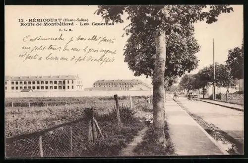 AK Héricourt /Haute-Saône, Route de Montbéliard, Les Casernes