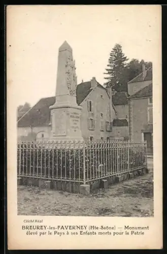 AK Breurey-lès-Faverney /Hte.-Saône, Monument élevé par le Pays à ses Enfants morts pour la Patrie