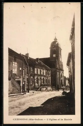 AK Cemboing /Hte-Saône, L`Église et la Mairie
