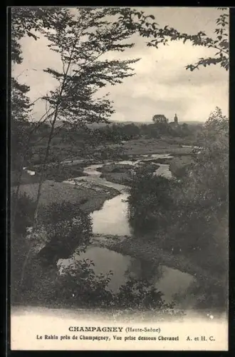 AK Champagney /Haute-Saône, Le Rahin près de Champagney, Vue prise dessous Chevanel