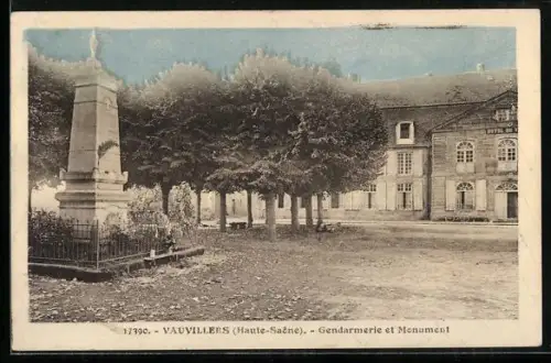 AK Vauvillers /Haute-Saône, Gendarmerie et Monument