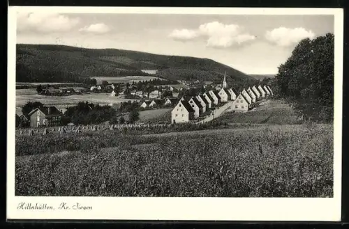 AK Hillnhütten /Siegen, Panorama des Ortes aus erhöhter Position