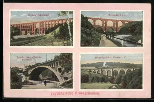 AK Plauen i. V., Elstertalbrücke, Syratalbrücke