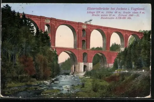 AK Jocketa i. Vogtland, Blick auf die Elstertalbrücke