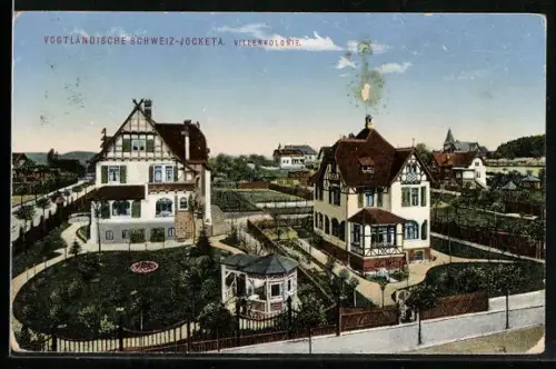 AK Jocketa / Vogtländische Schweiz, Blick zur Villenkolonie