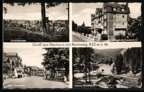 AK Neuhaus am Rennweg, Totale, Erholungsheim, Alter Marktplatz u. Untere Wulstmühle