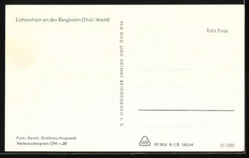 AK Lichtenhain an der Bergbahn, Teilansicht des Ortes mit Umgebung