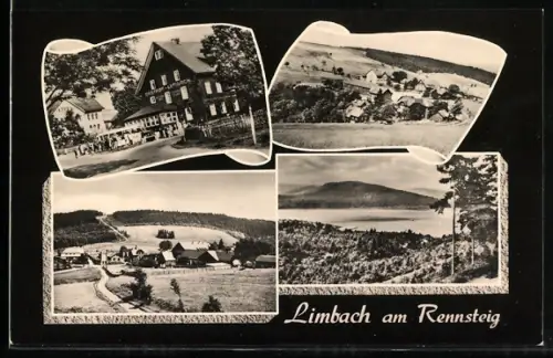 AK Limbach am Rennsteig, Mit Panoramen des Ortes und Gasthof Limbach