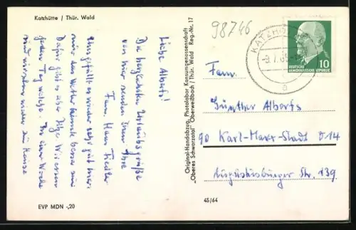 AK Katzhütte /oberes Schwarztal, Vogelschau auf den Ort und umgebende Wälder