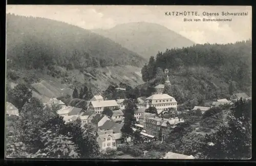 AK Katzhütte, Ortsausblick vom Bismarckdenkmal