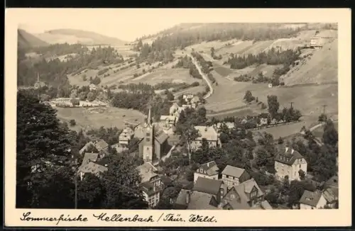 AK Mellenbach /Thür. Wald, Vogelschau auf den Ort und Umgebung