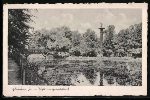 AK Glauchau /Sa., Idyll am Gründelteich