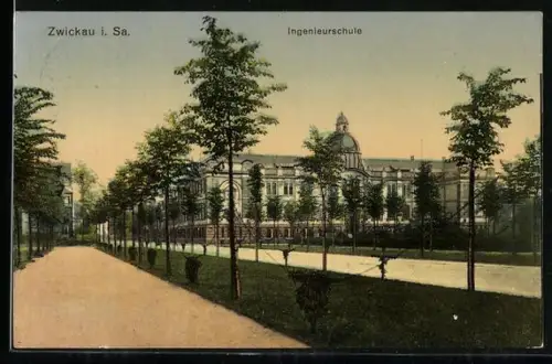 AK Zwickau i. Sa., Allee an der Ingenieurschule