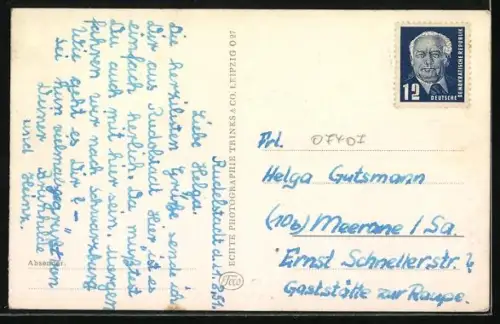 AK Rudolstadt, Blick auf Rudolstadt und Cumbach